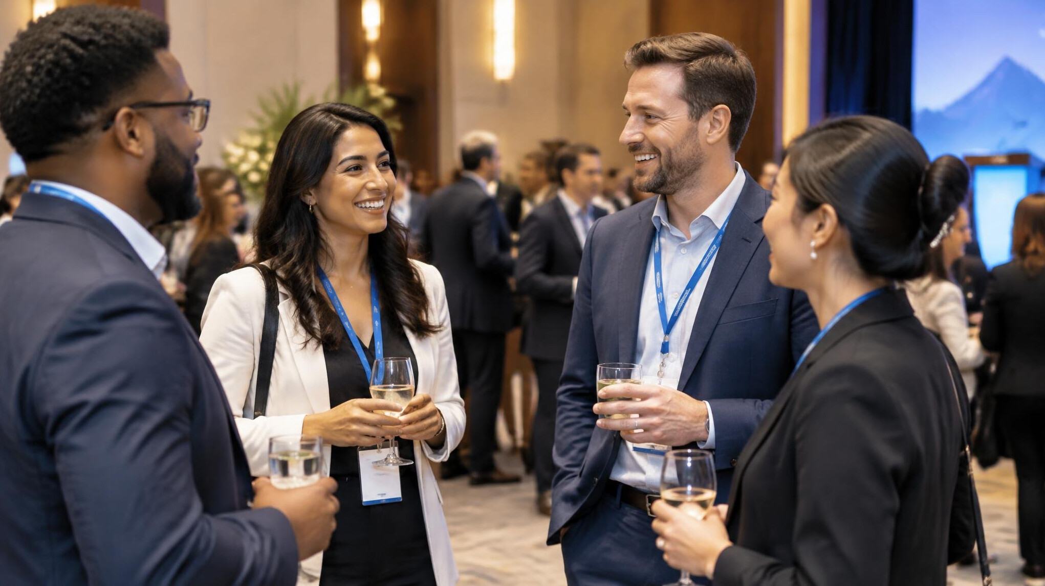 Business professionals networking at a conference event